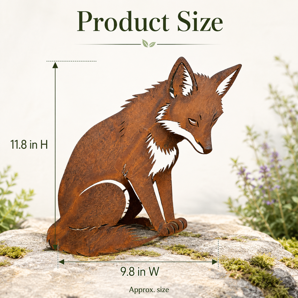 Rustic Metal Fox Garden Sculpture