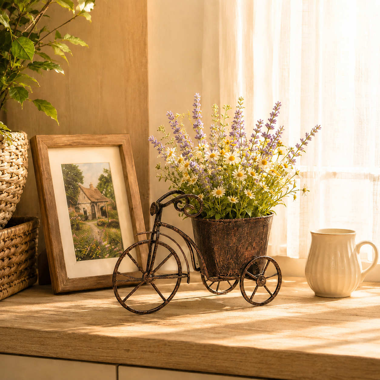 Vintage Bicycle Metal Planter for Flowers