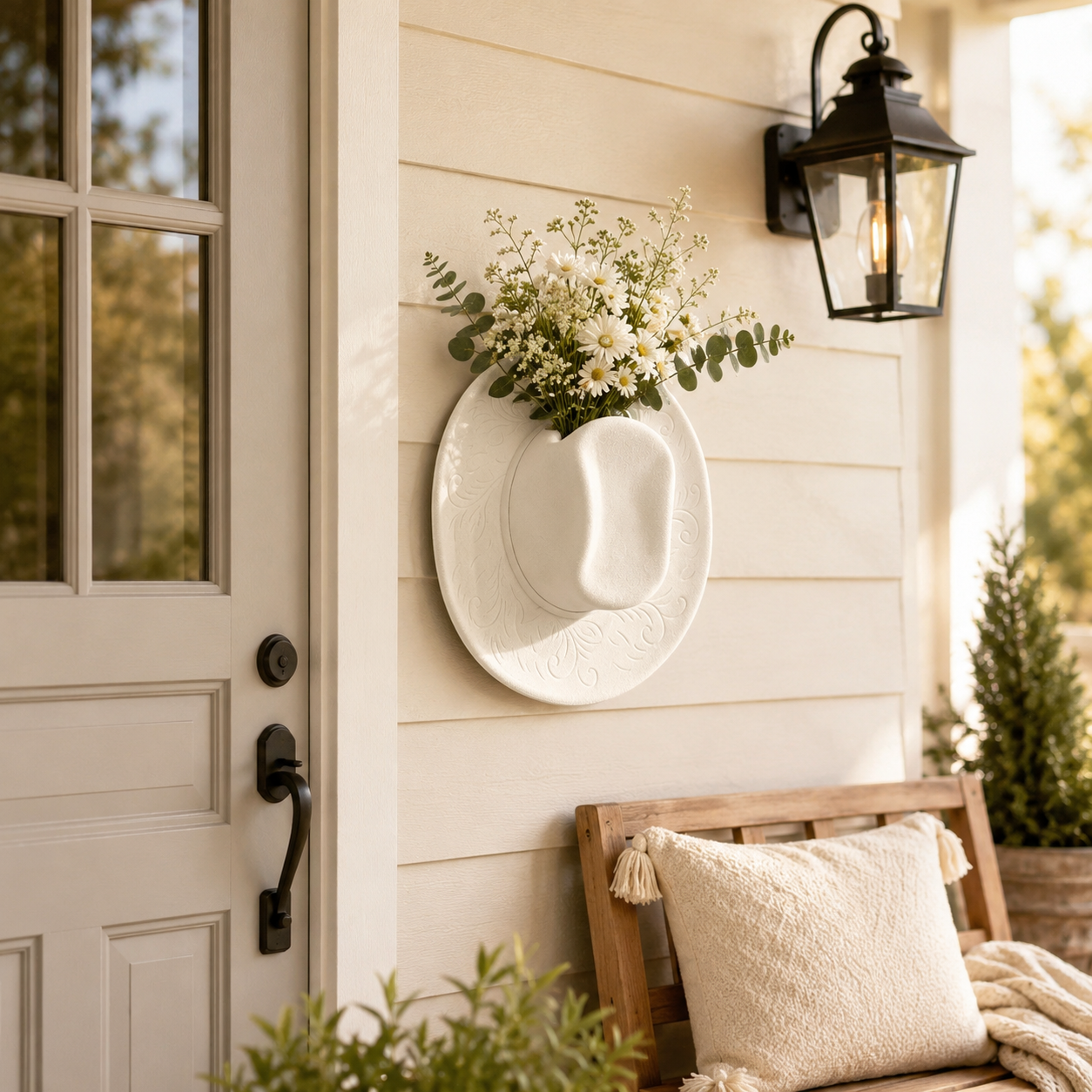 Cowboy Hat Wall Vase Decor, Western Farmhouse Wall Planter for Flowers