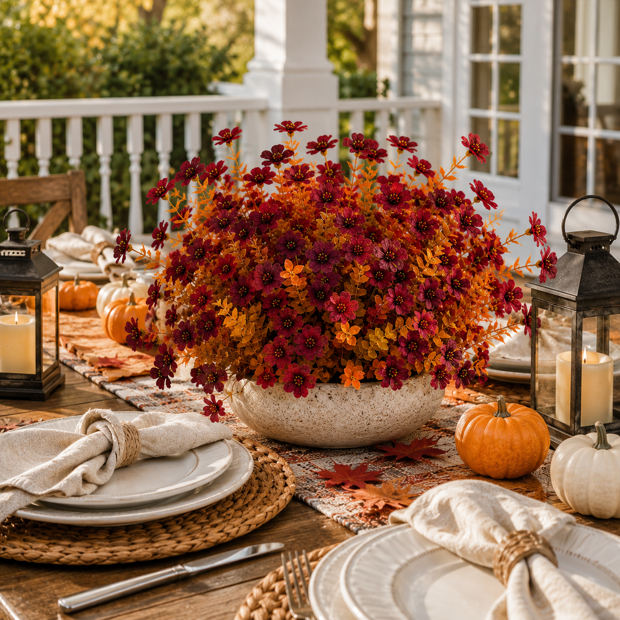6 Pack Artificial Fall Flowers for Outdoor Planters