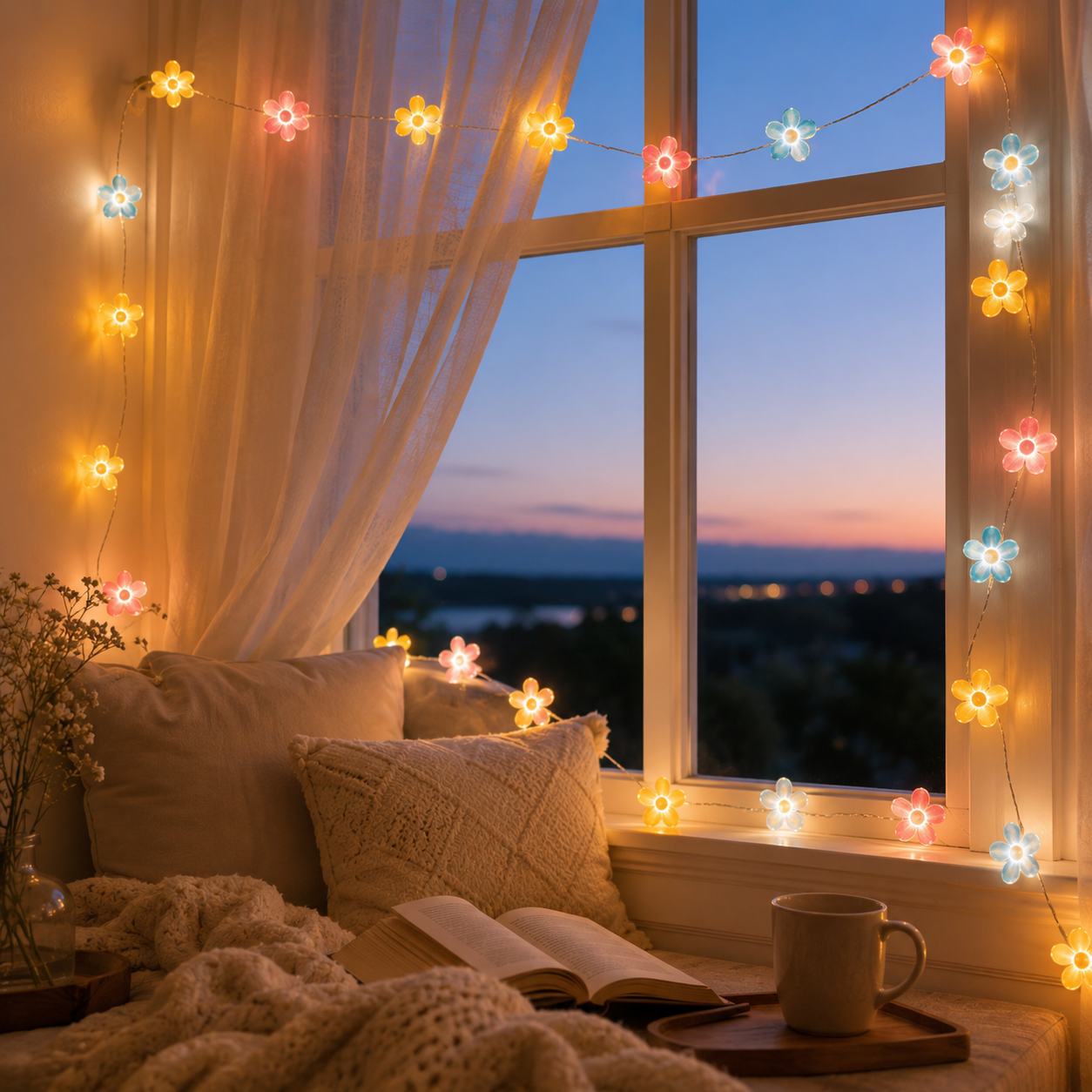 2-Pack Flower String Lights, 3m 30 LED  Floral Fairy Lights