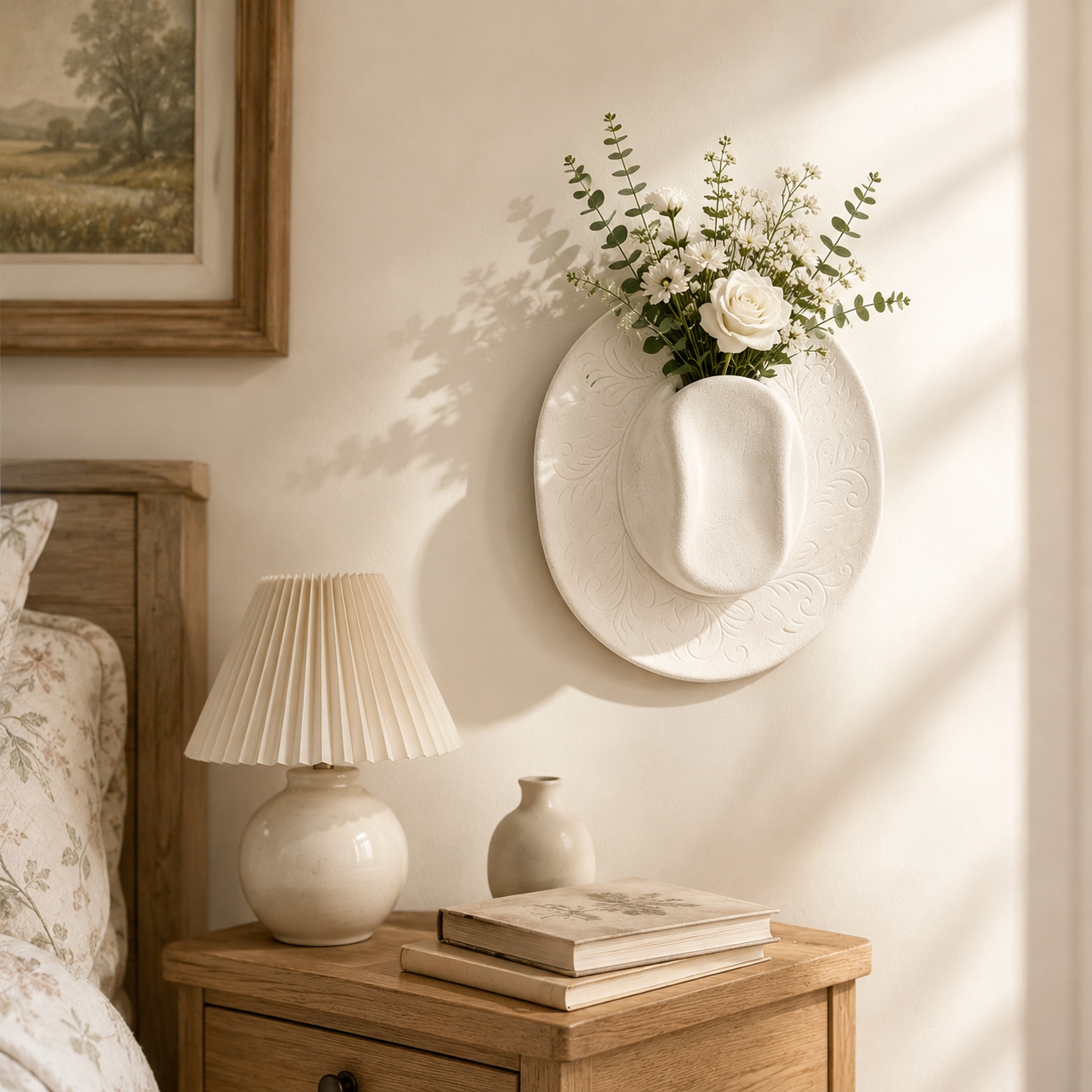Cowboy Hat Wall Vase Decor, Western Farmhouse Wall Planter for Flowers