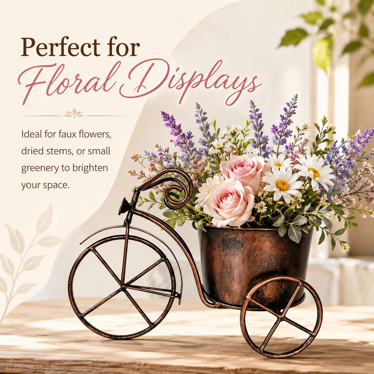 Vintage Bicycle Metal Planter for Flowers
