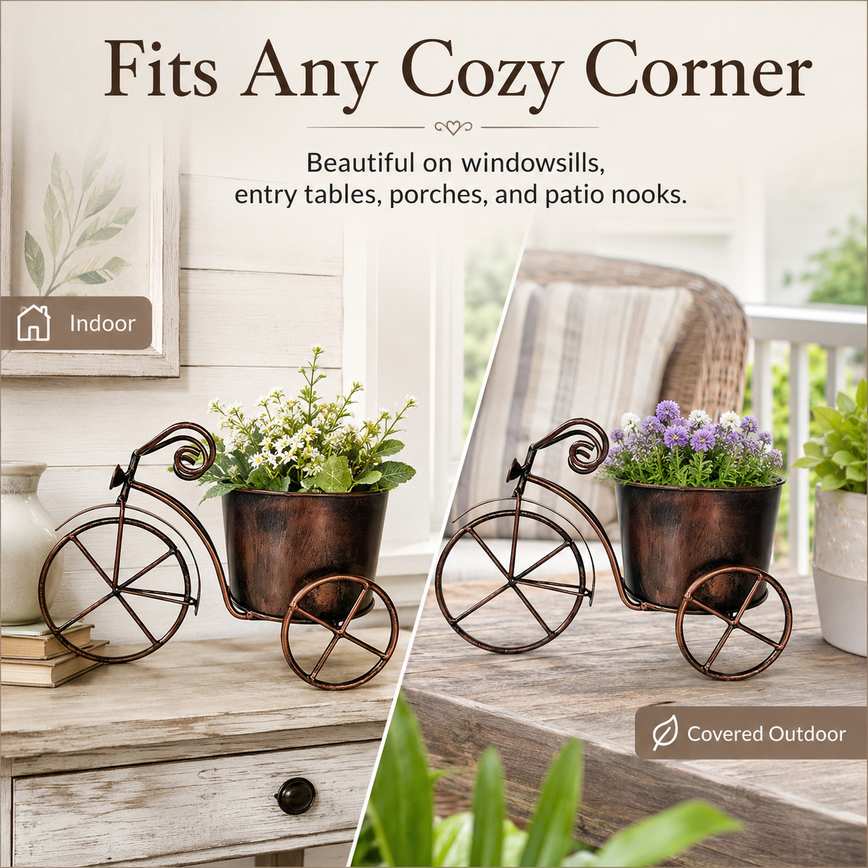 Vintage Bicycle Metal Planter for Flowers