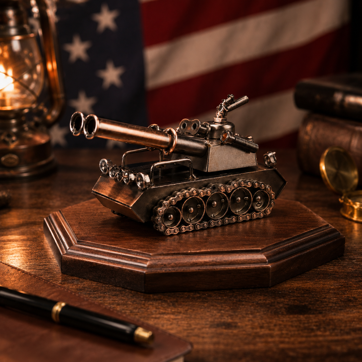 Vintage Metal Tank Sculpture