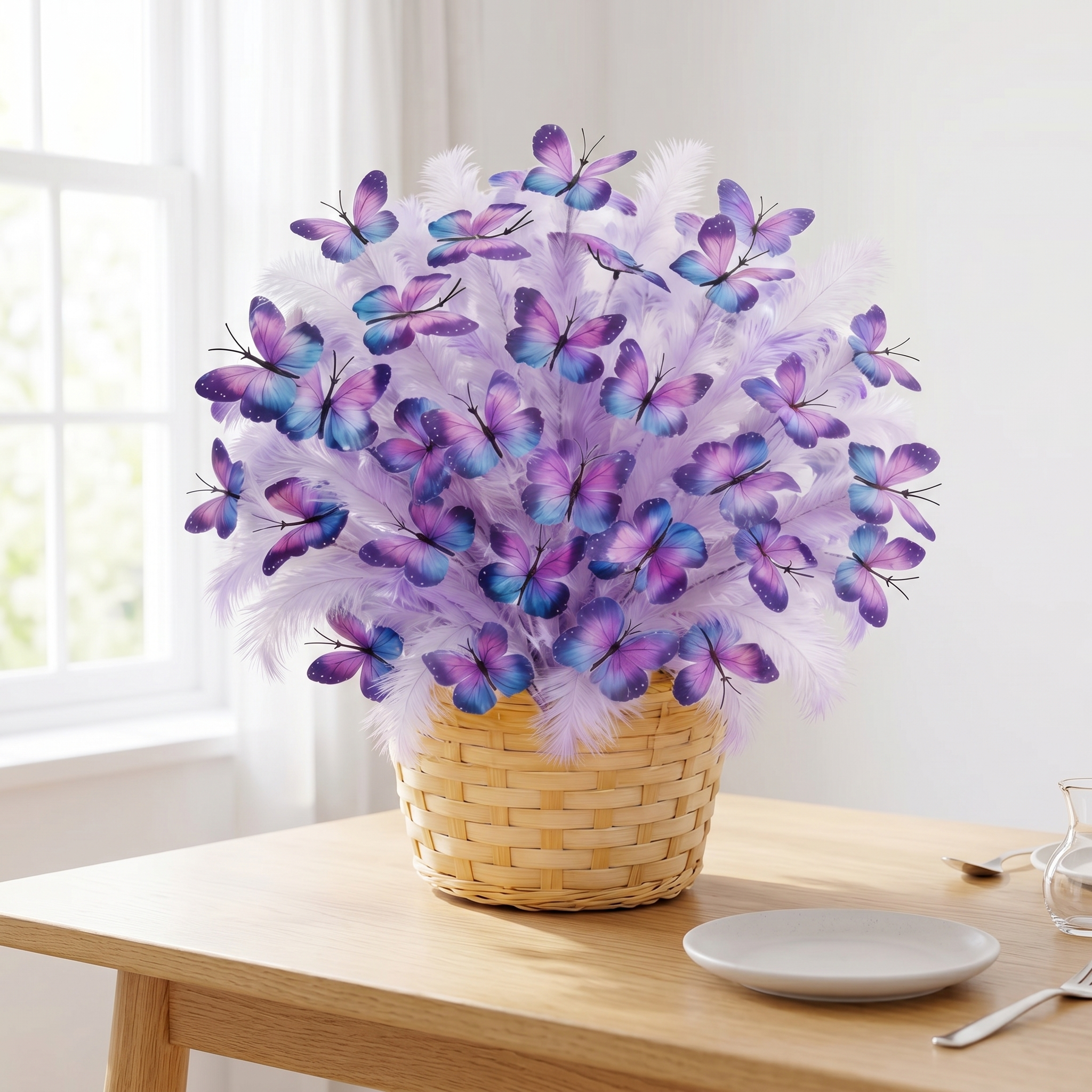 3-Piece Purple Butterfly Faux Floral Stems