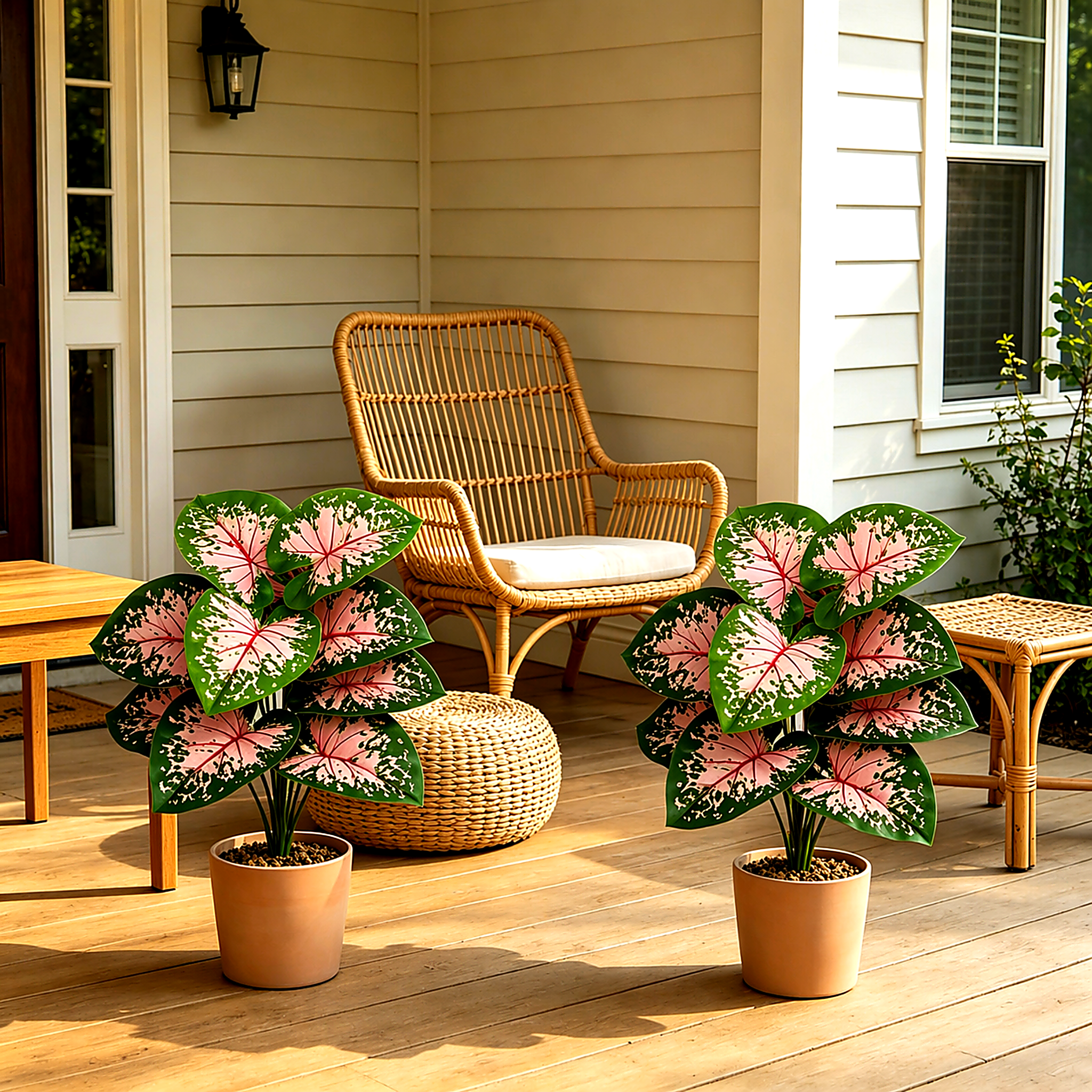 2-Pack 12-Head Artificial Pink Caladium Plants
