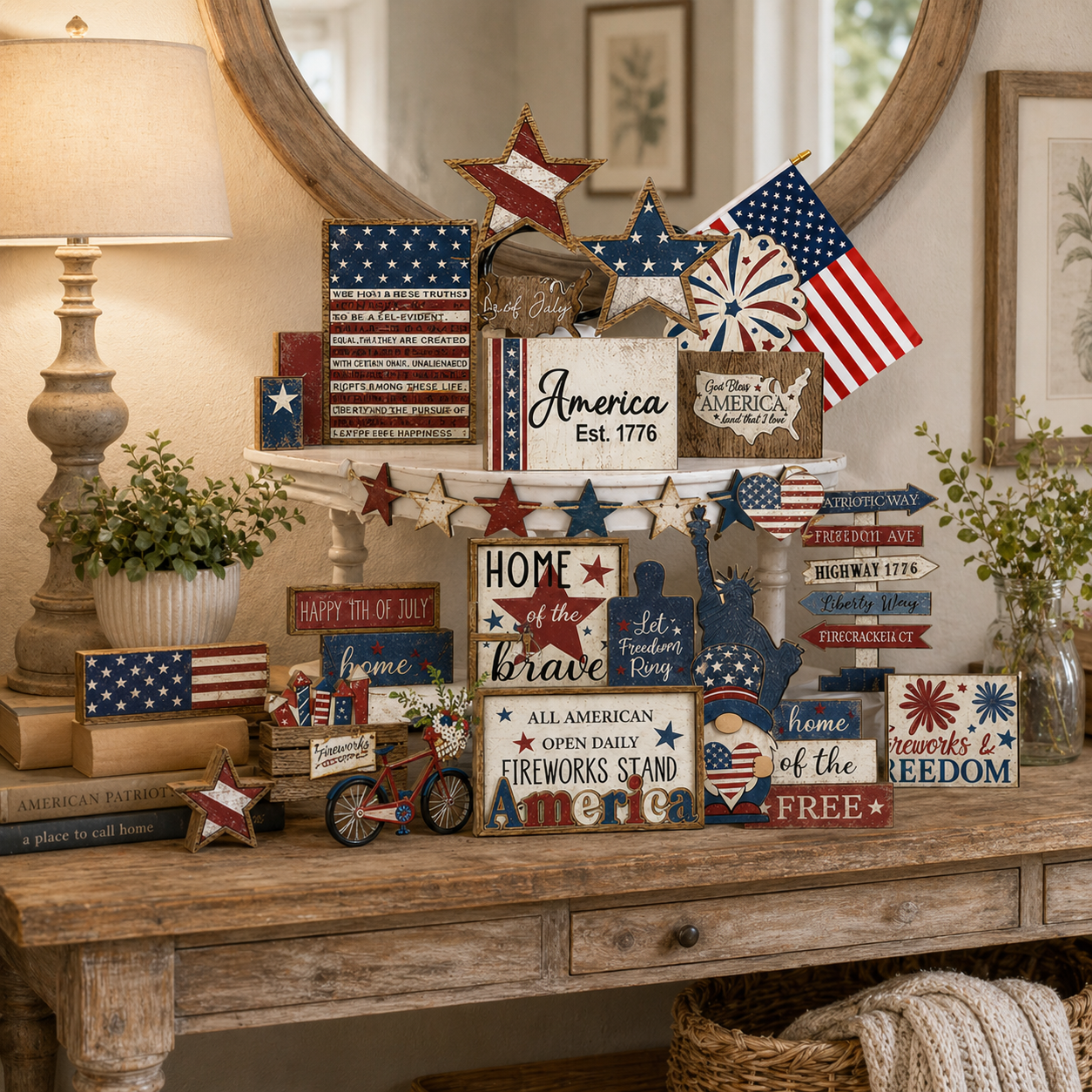 25-Piece Patriotic Tiered Tray Decor Set