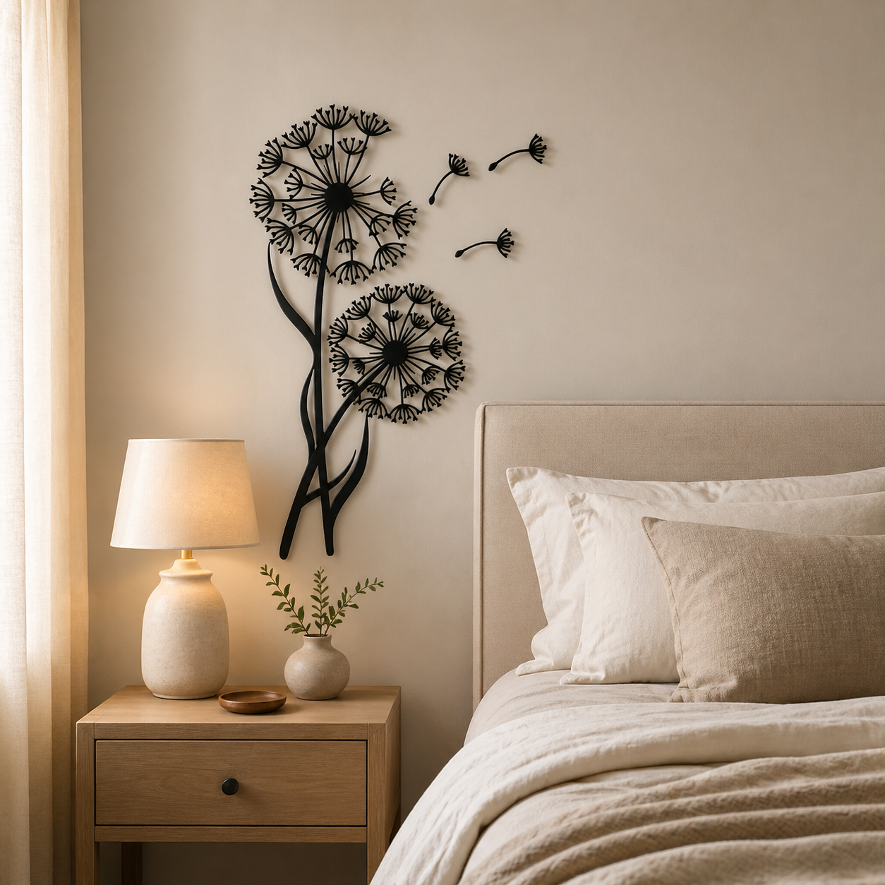 Black Metal Dandelion Wall Art Decor