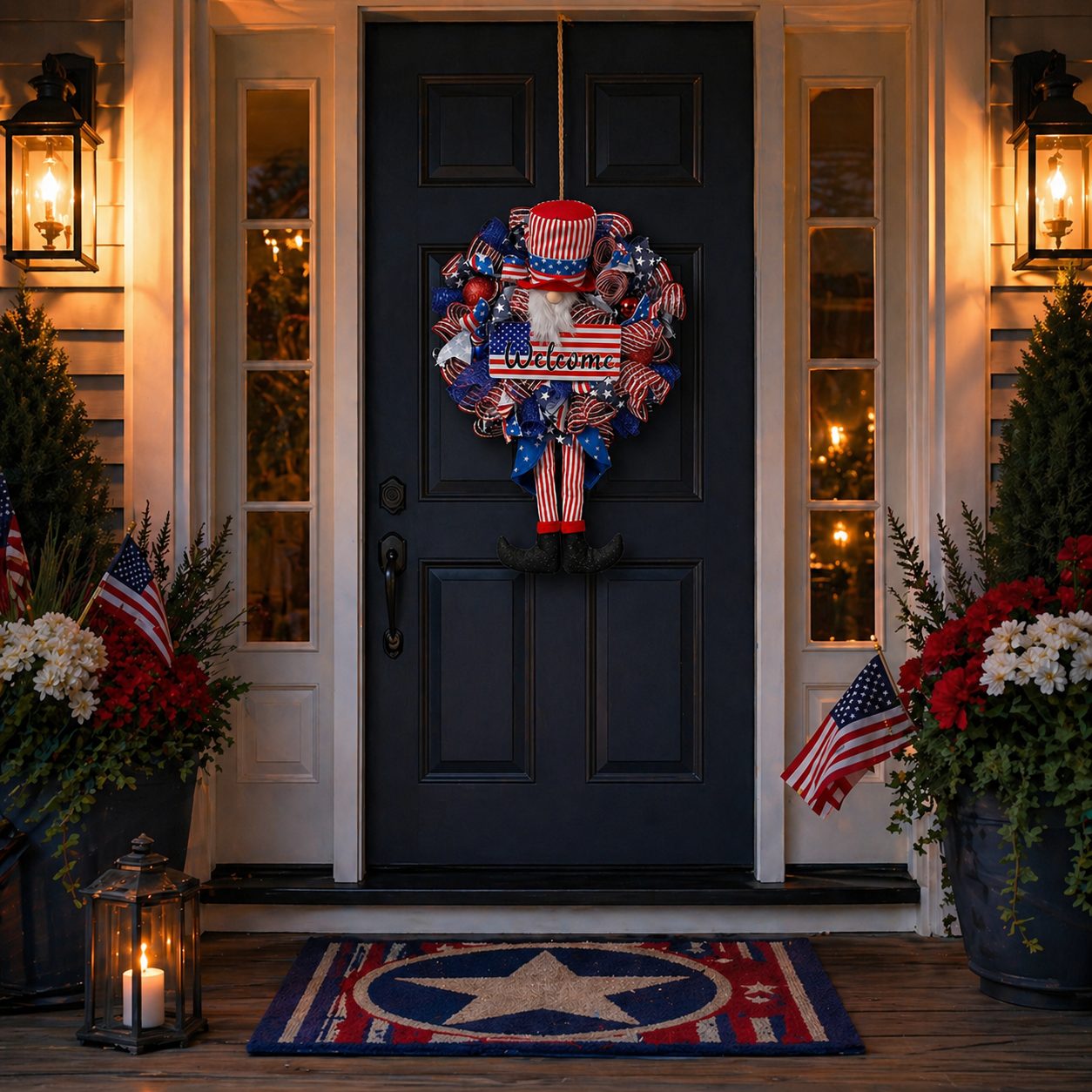1-Piece 3D Patriotic Gnome Wreath Decor