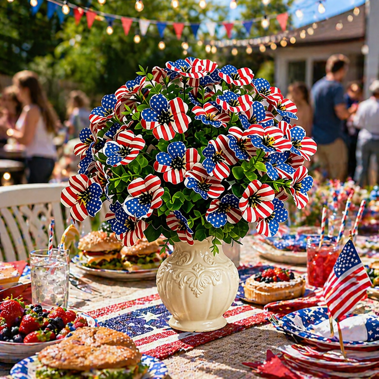 30-Piece Patriotic Artificial Flower Stems