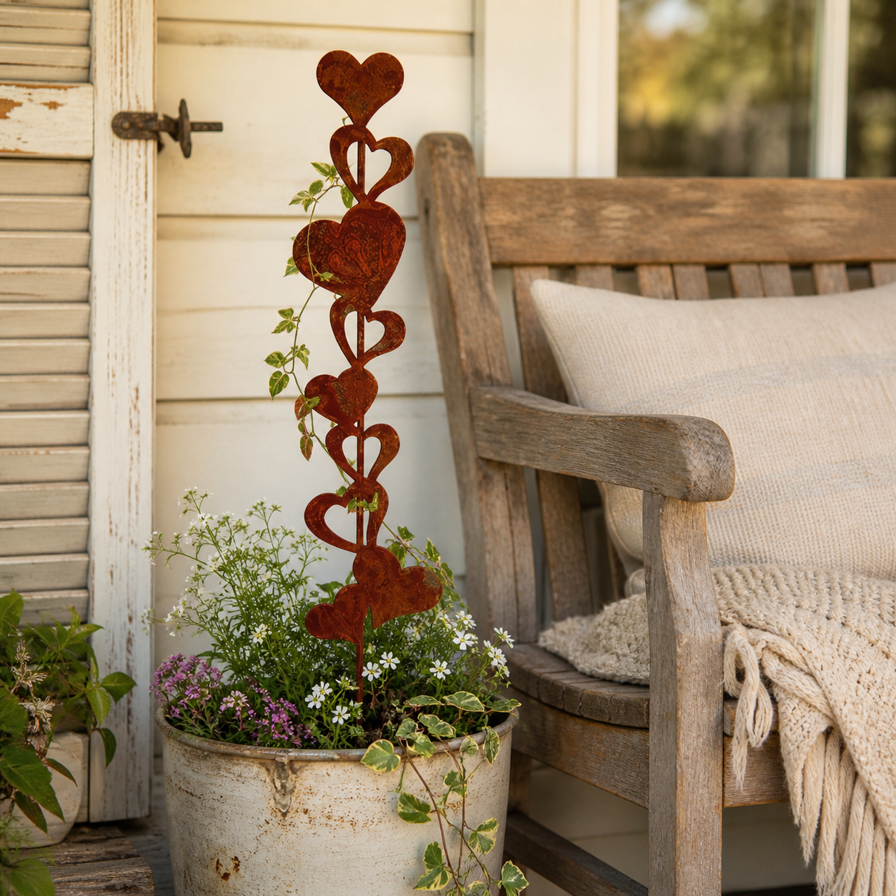 Rustic Heart Metal Garden Stake Decor