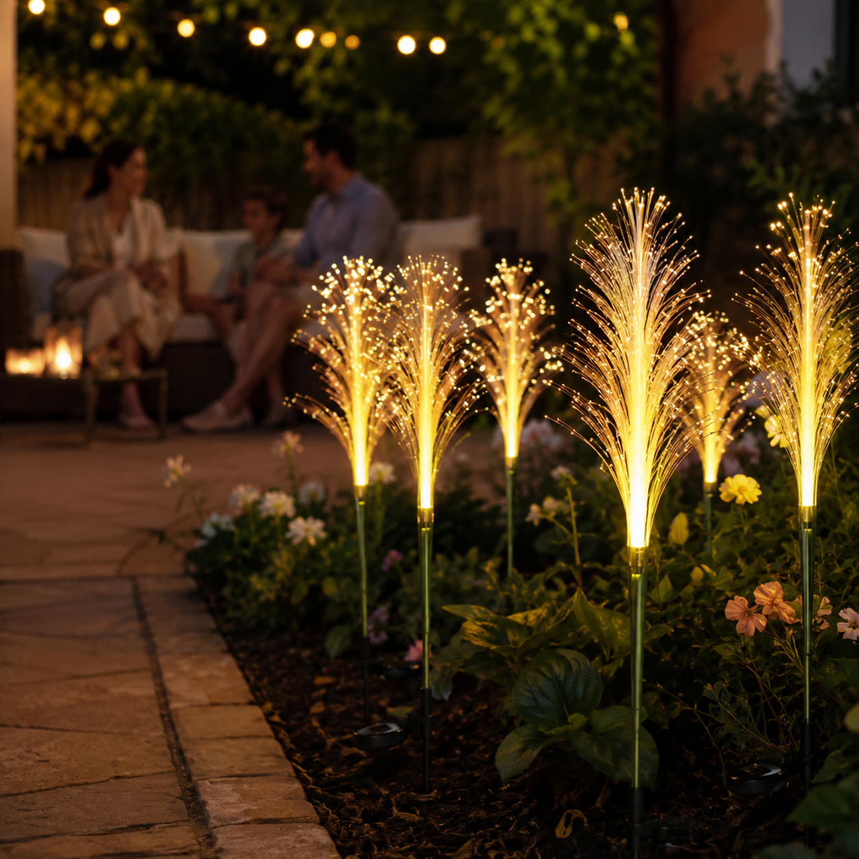 2-Pack 28in Solar Fiber Optic Reed Garden Lights