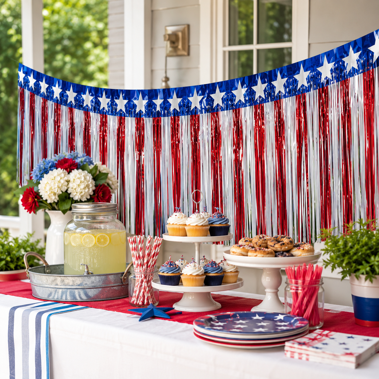 2-Pack Patriotic Red, White & Blue Fringe Banner