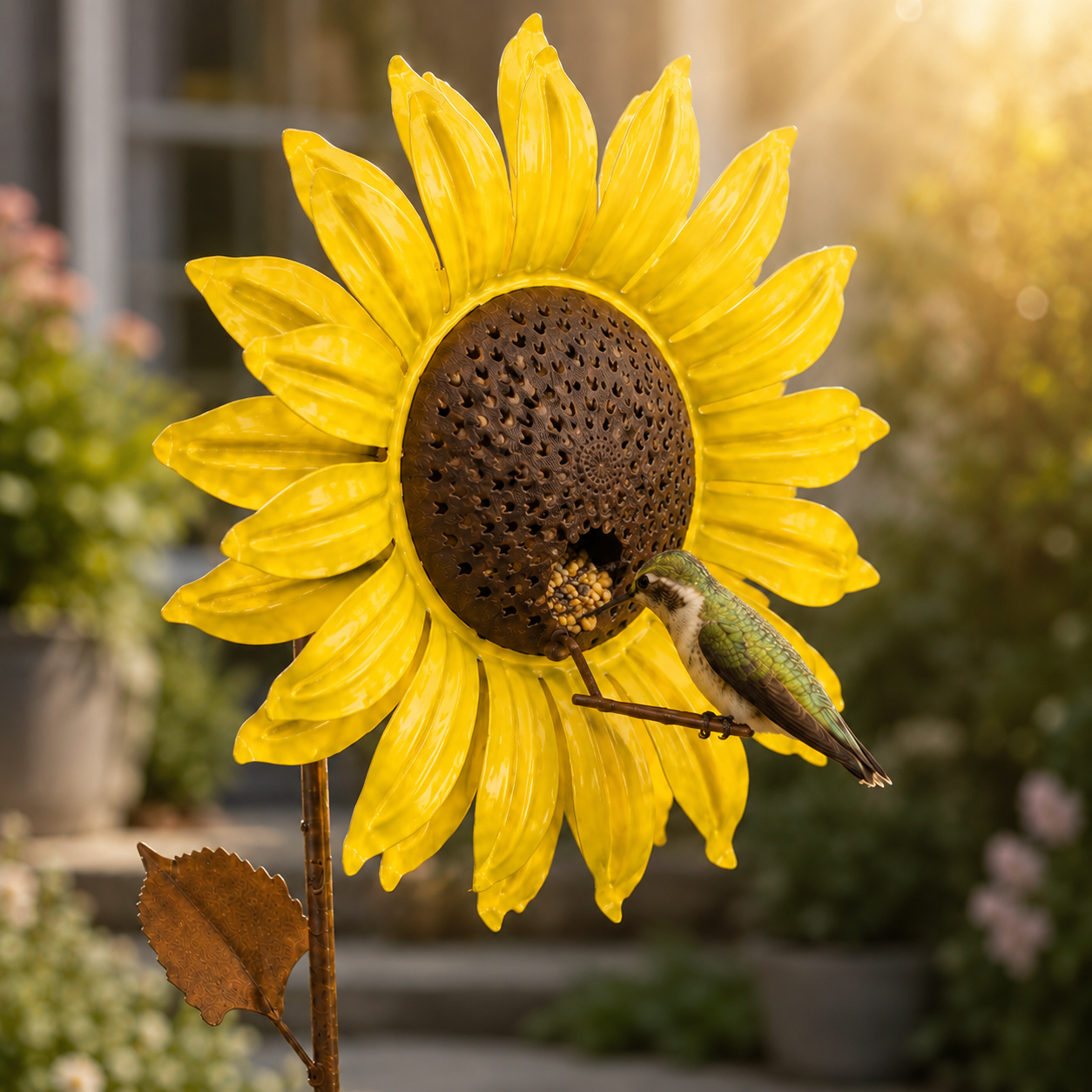 Sunflower Metal Bird Feeder Garden Stake