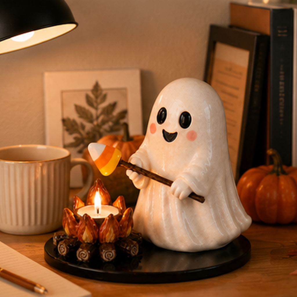 Cute Ghost Campfire Tealight Holder