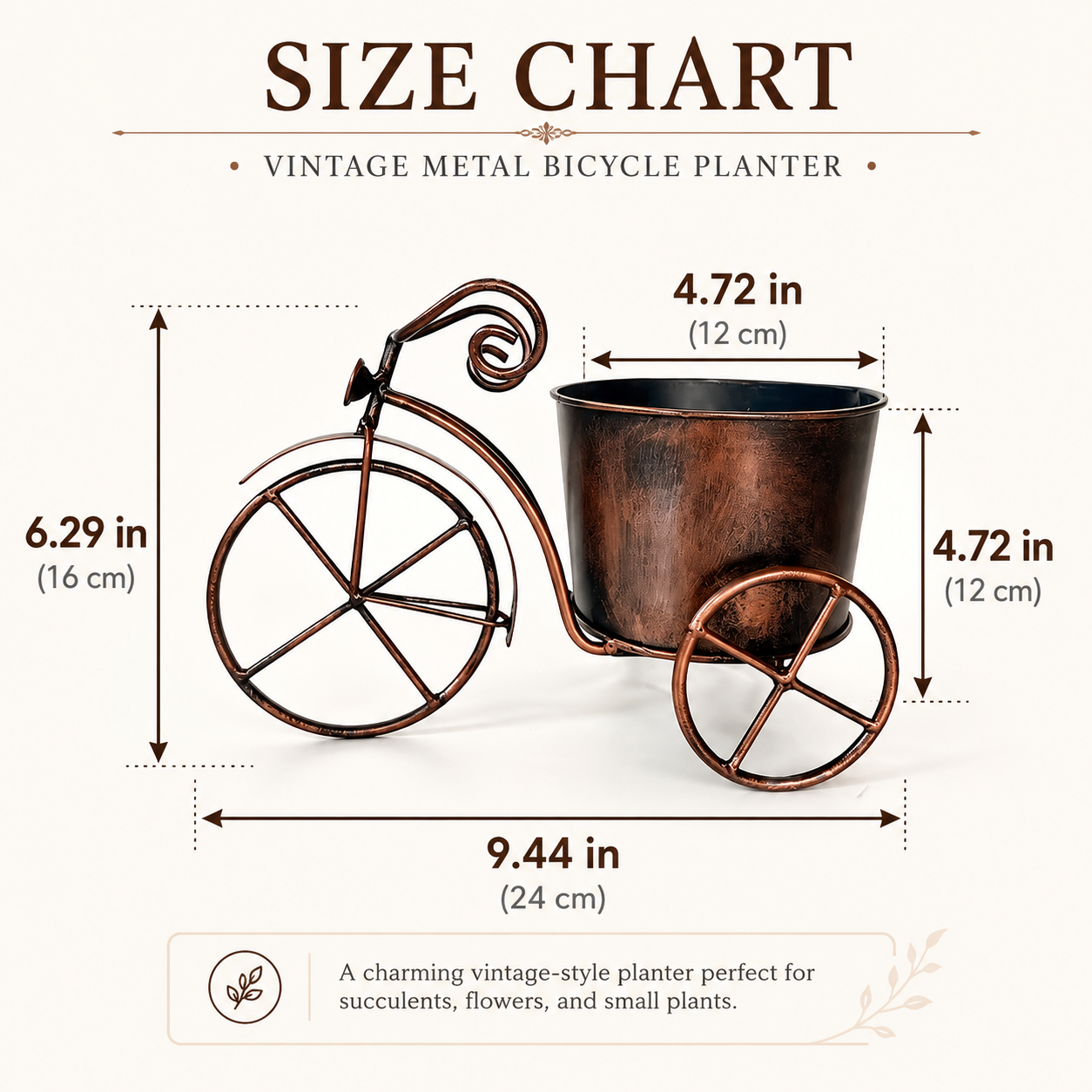 Vintage Bicycle Metal Planter for Flowers