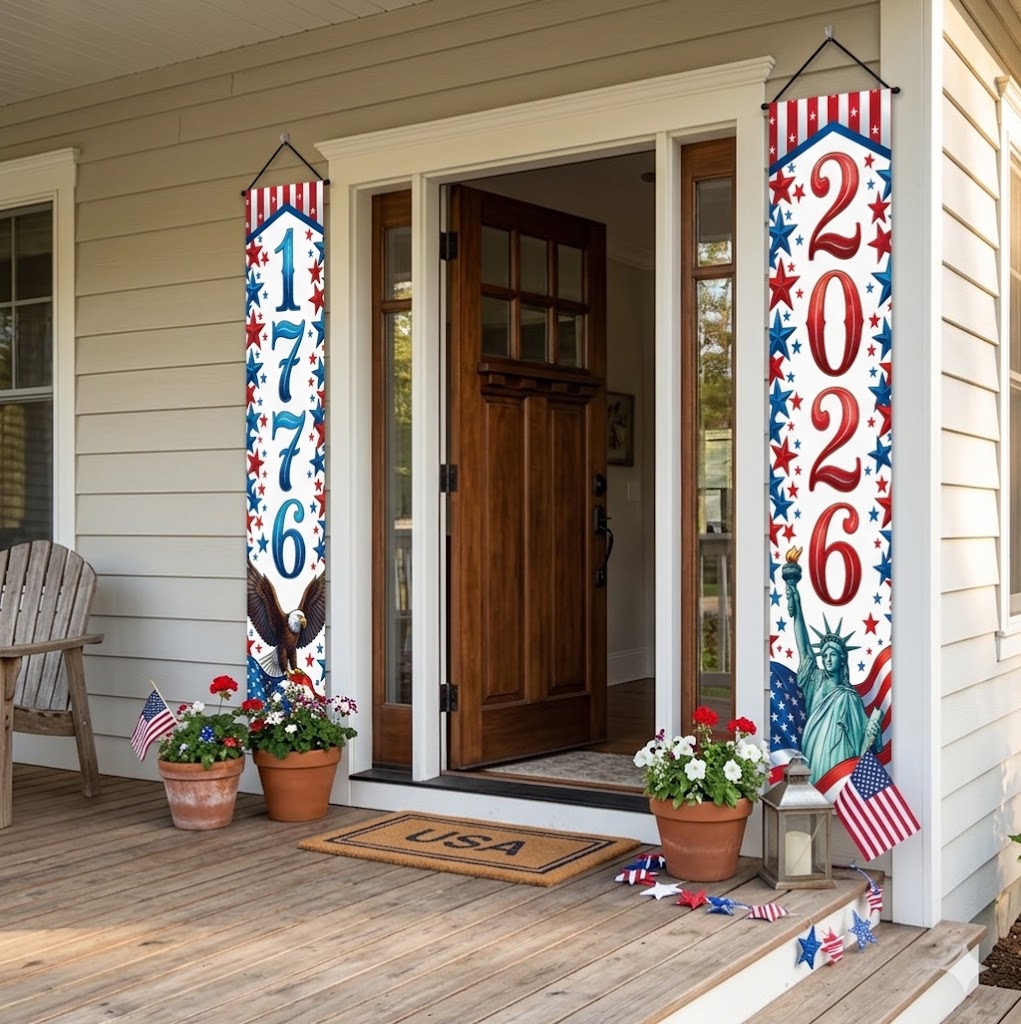4-Piece Patriotic Porch Banner Set (1776–2026)