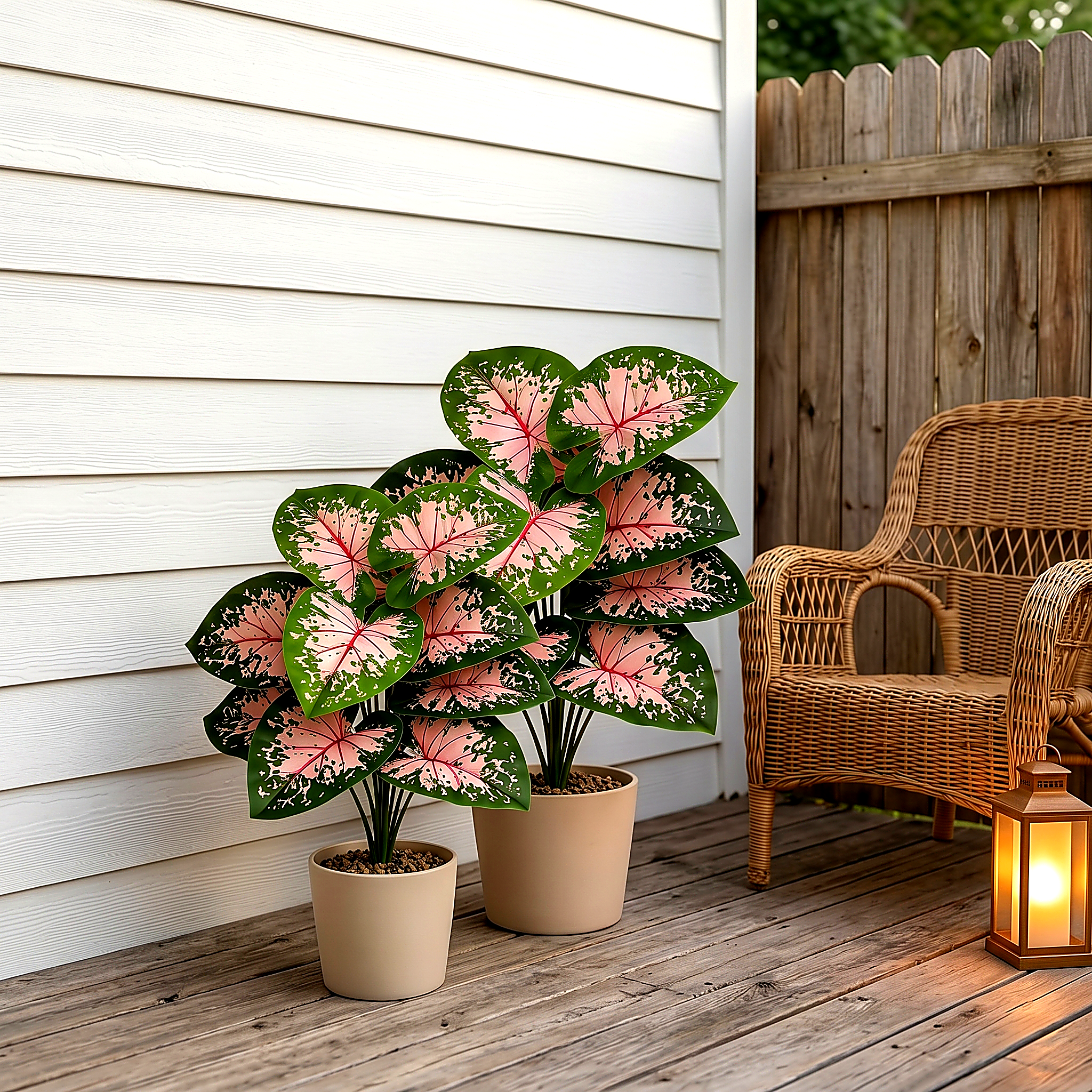 2-Pack 12-Head Artificial Pink Caladium Plants