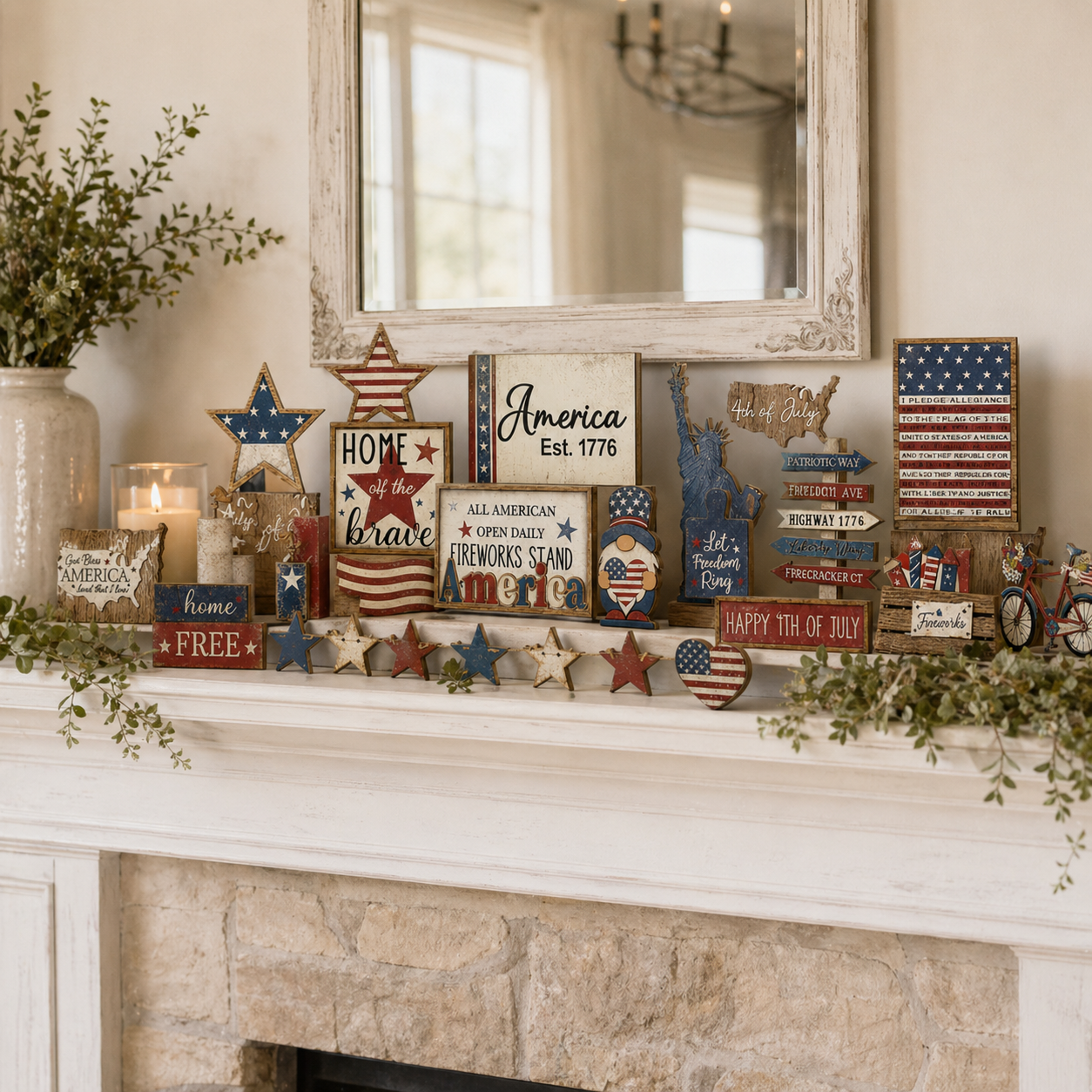 25-Piece Patriotic Tiered Tray Decor Set