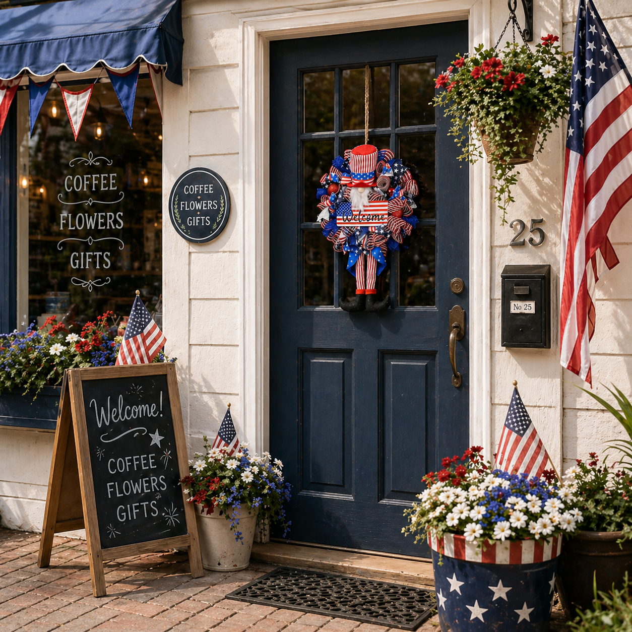 1-Piece 3D Patriotic Gnome Wreath Decor