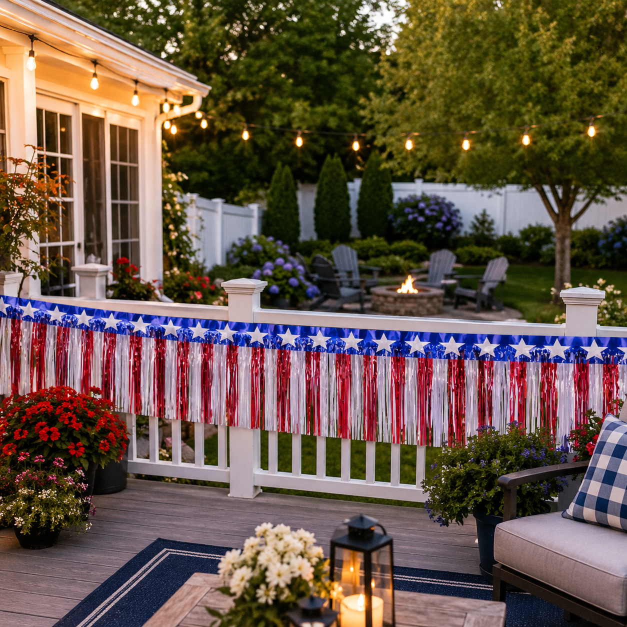 2-Pack Patriotic Red, White & Blue Fringe Banner