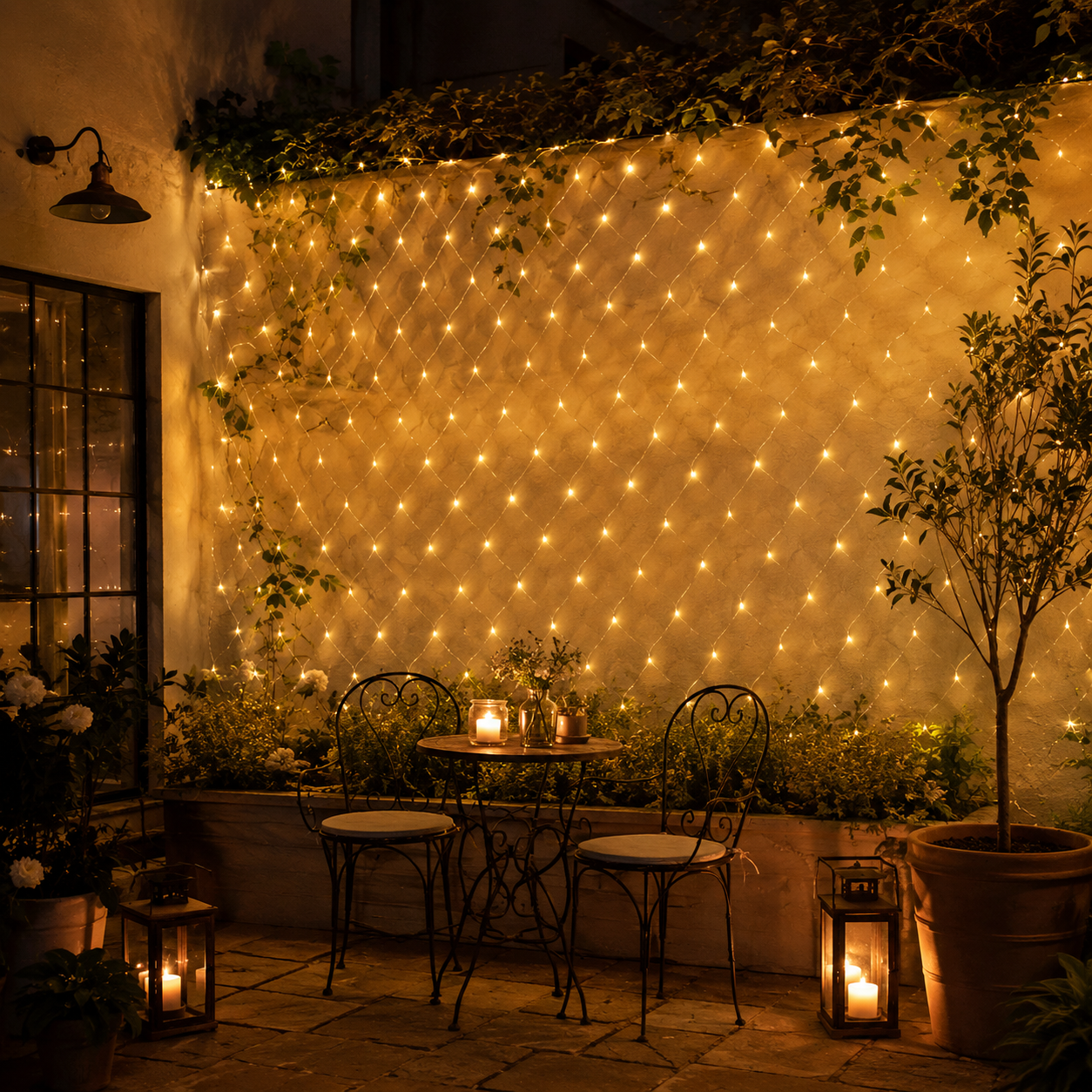 118 × 79 in 192 LED solar-powered remote-controlled net lights