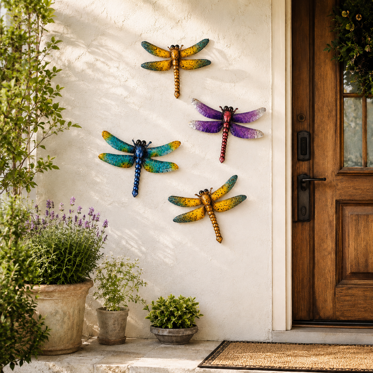 Colorful Metal Dragonfly Wall Decor Set of 3
