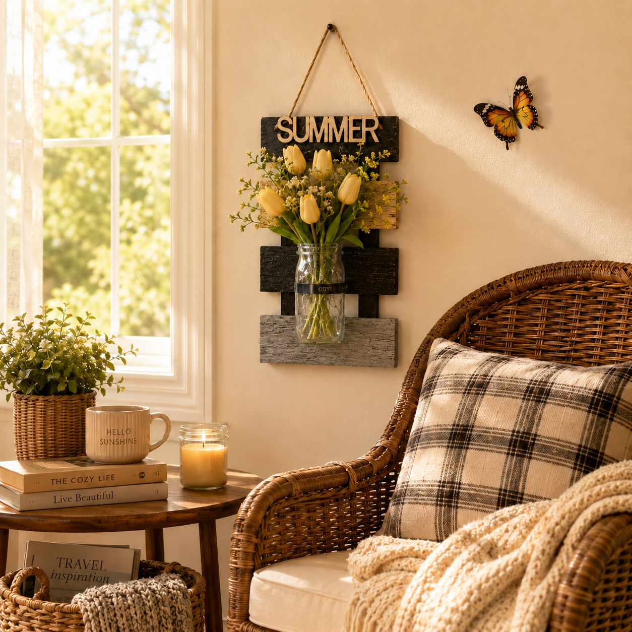 Rustic Farmhouse Wall Vase with LED Lights
