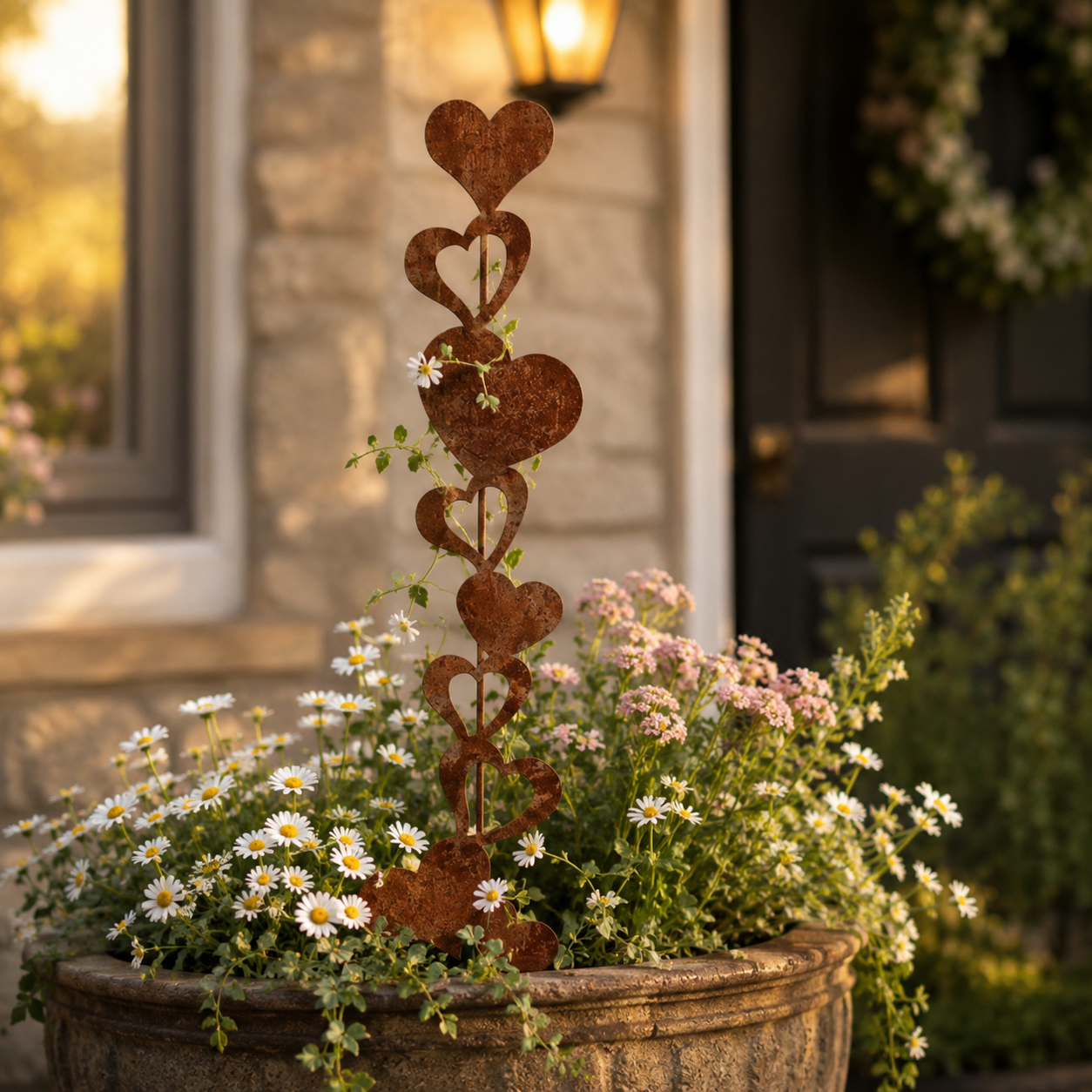 Rustic Heart Metal Garden Stake Decor