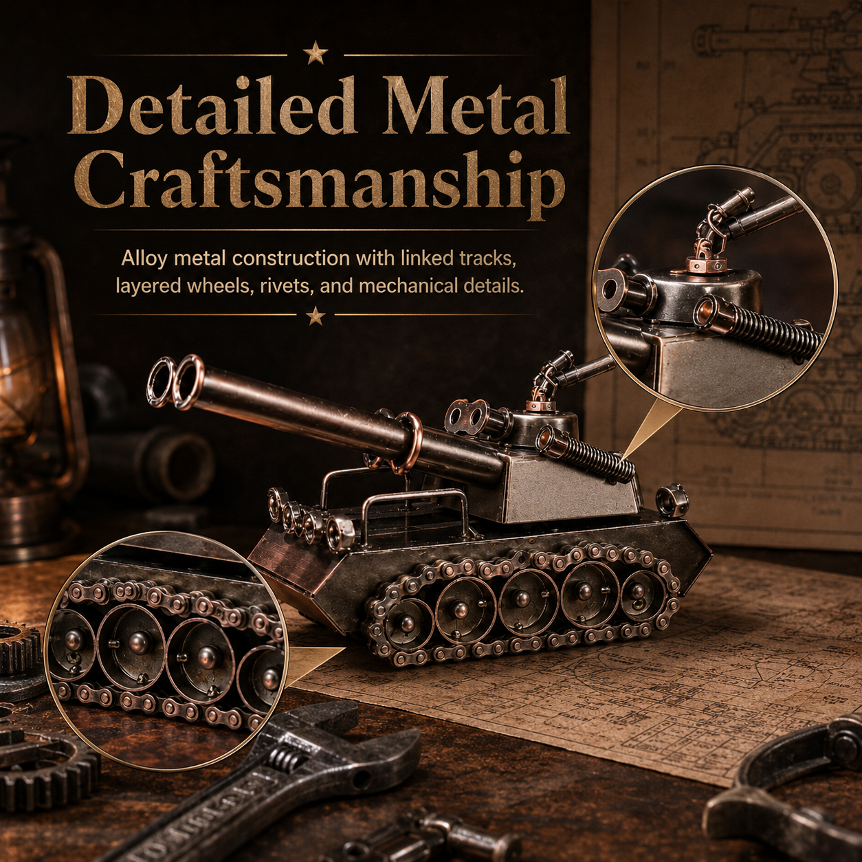 Vintage Metal Tank Sculpture