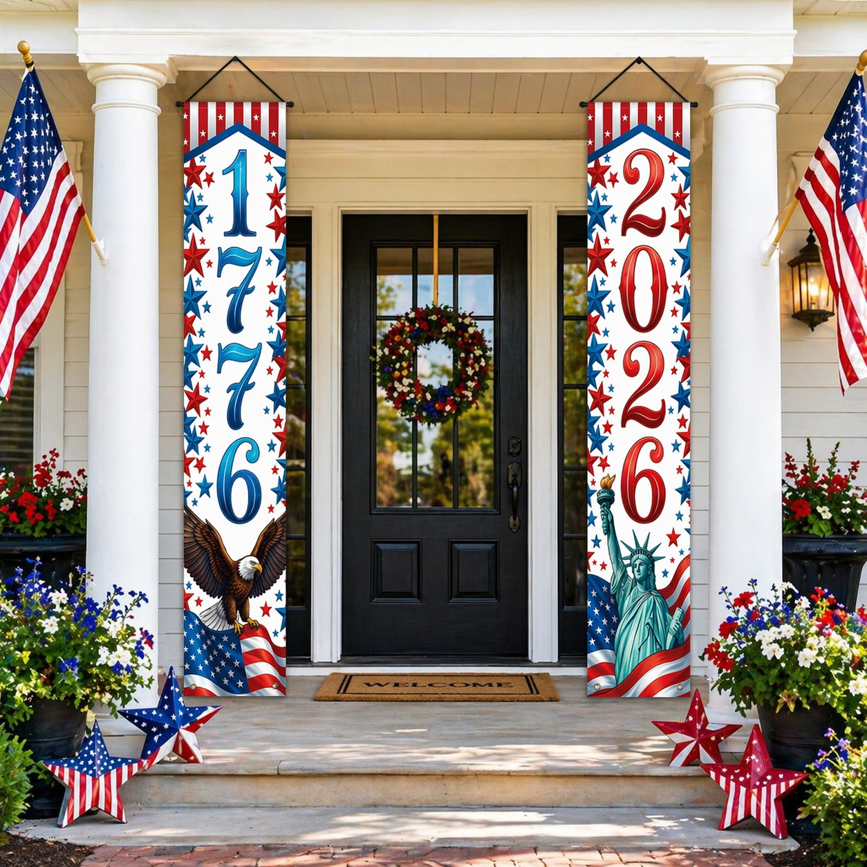 4-Piece Patriotic Porch Banner Set (1776–2026)
