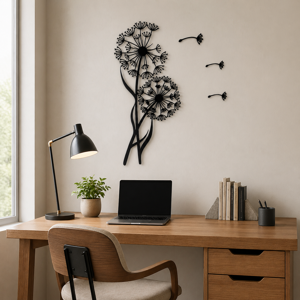Black Metal Dandelion Wall Art Decor