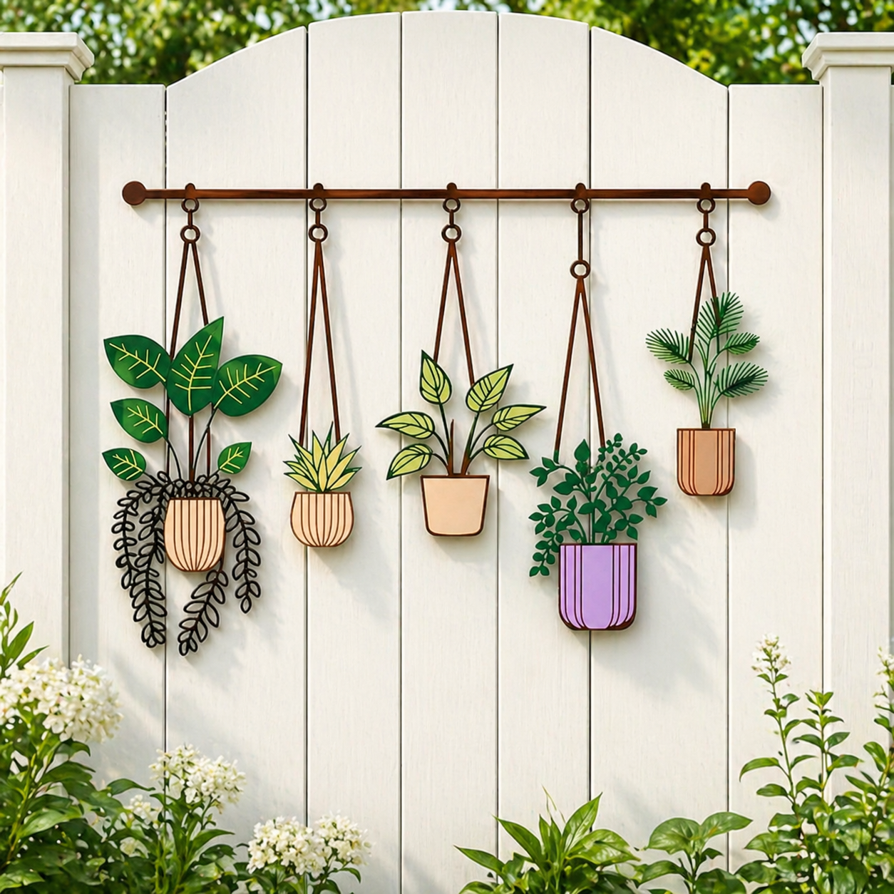 1-Piece Large Metal Hanging Plant Wall Decor