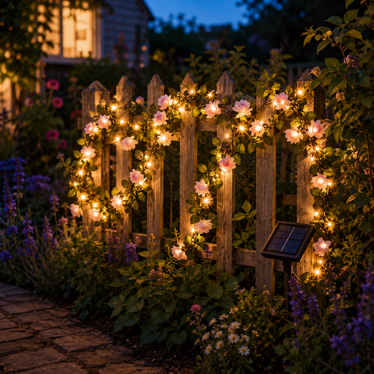 78.7 in 20 Warm LED Champagne Rose Garland String Lights