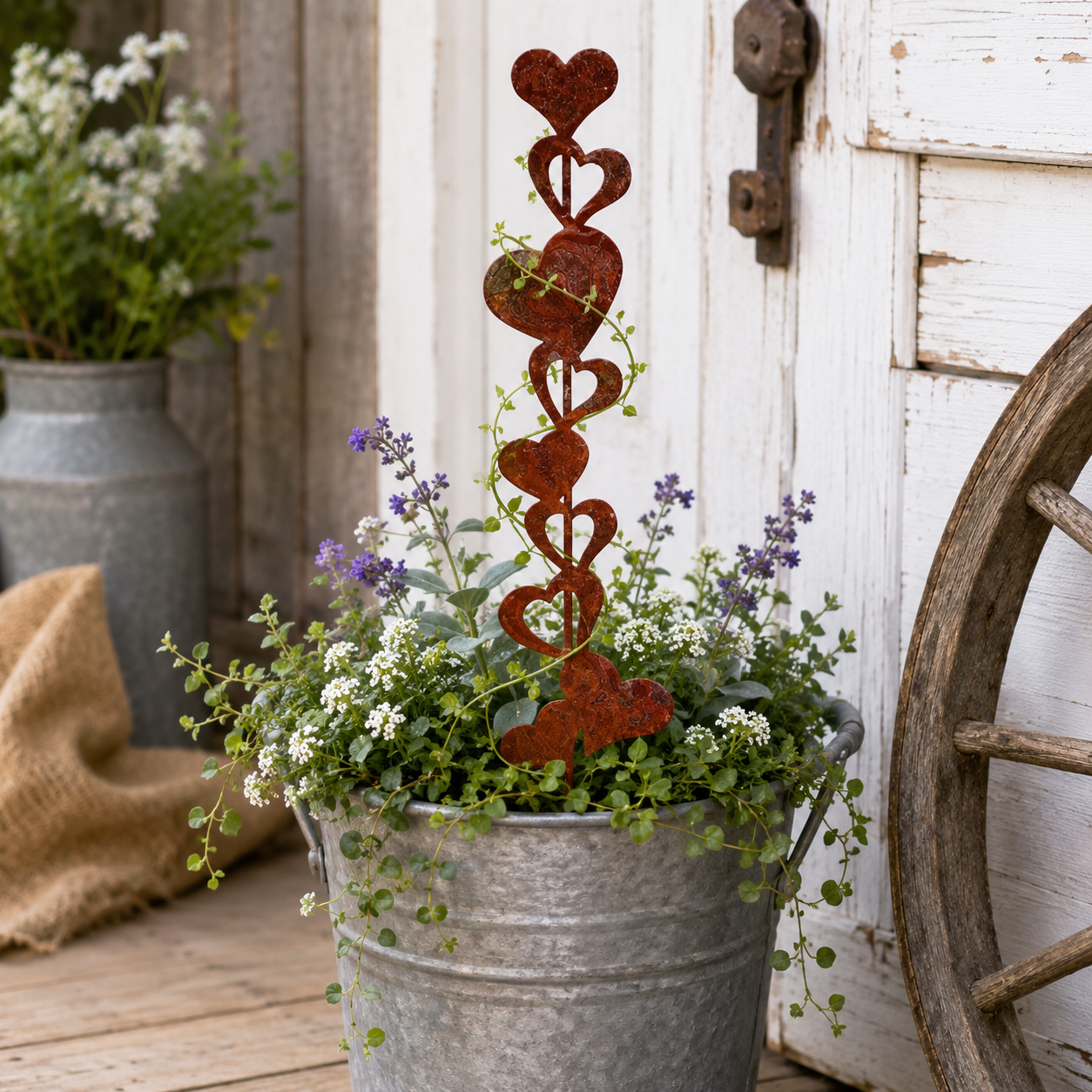 Rustic Heart Metal Garden Stake Decor