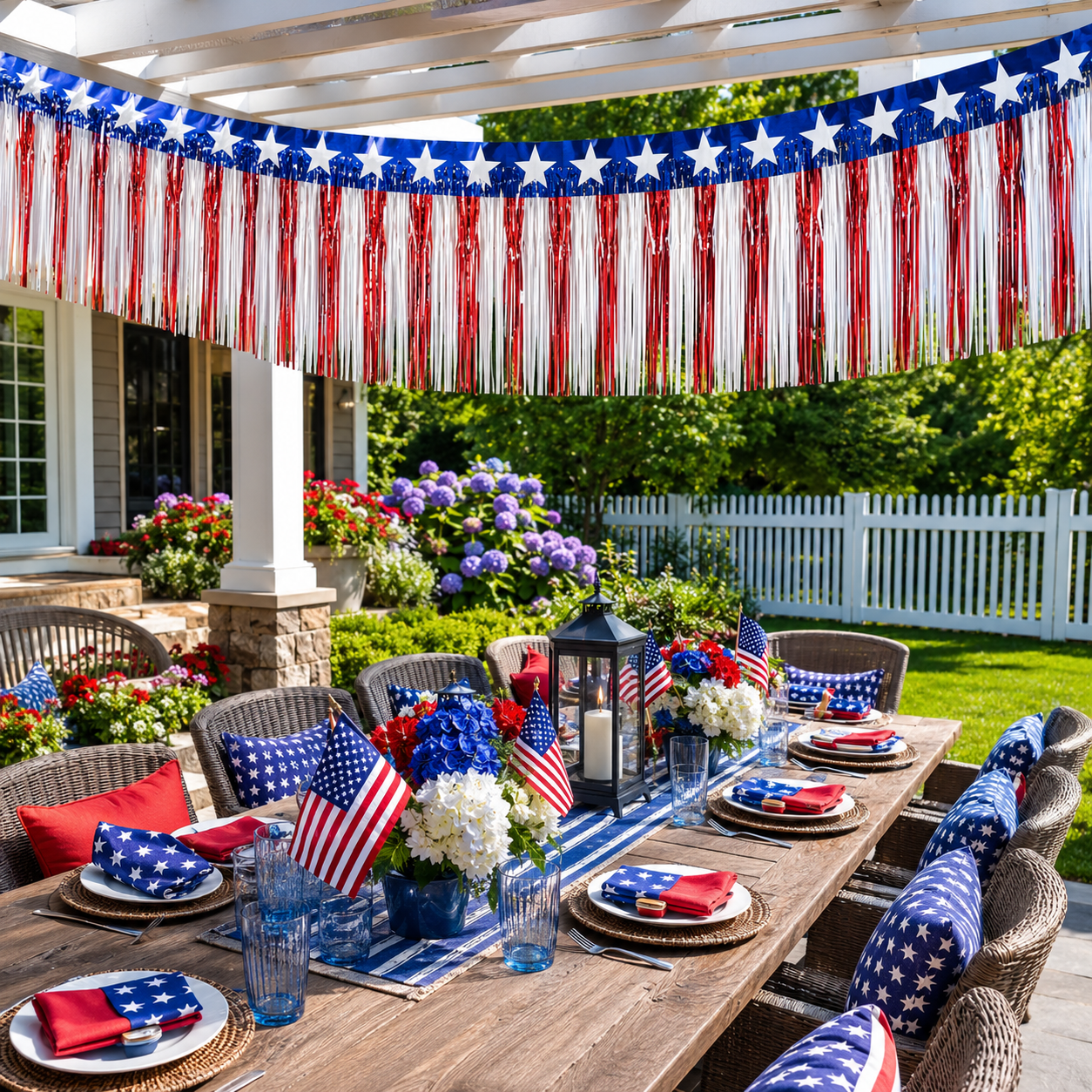 2-Pack Patriotic Red, White & Blue Fringe Banner