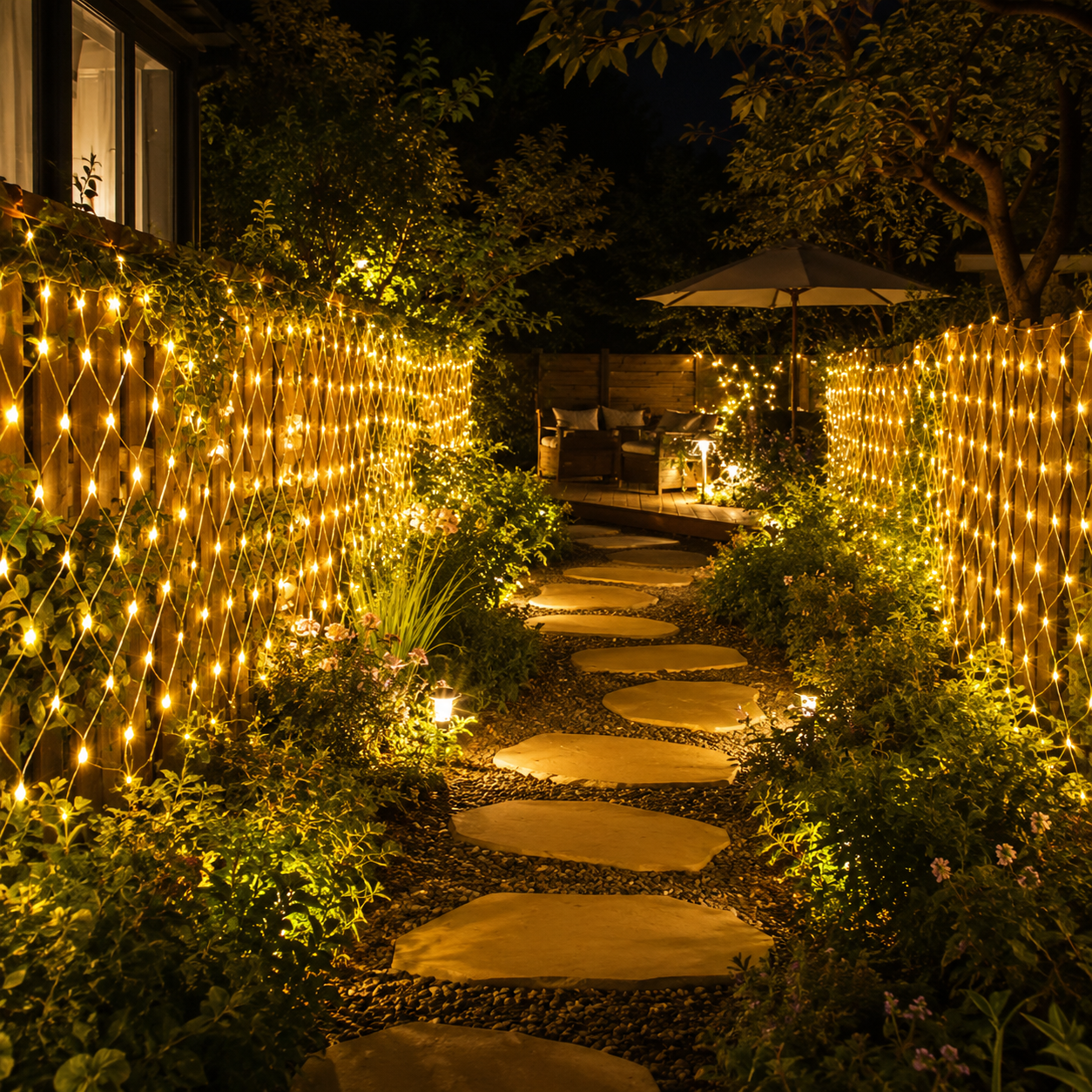 118 × 79 in 192 LED solar-powered remote-controlled net lights