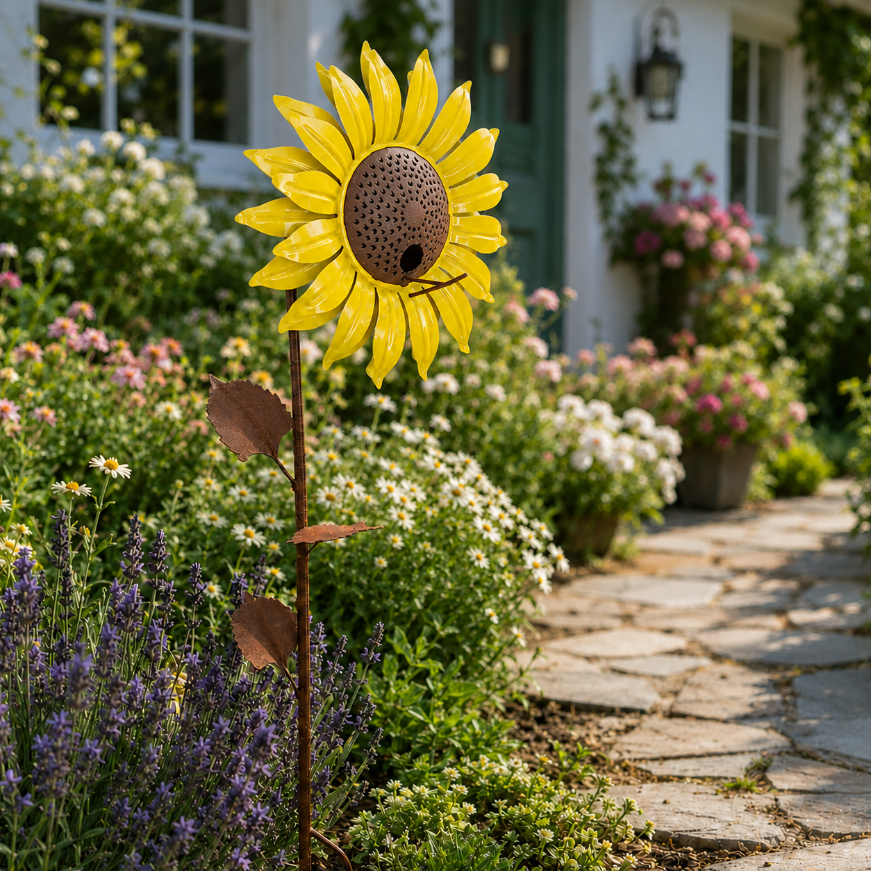 Sunflower Metal Bird Feeder Garden Stake