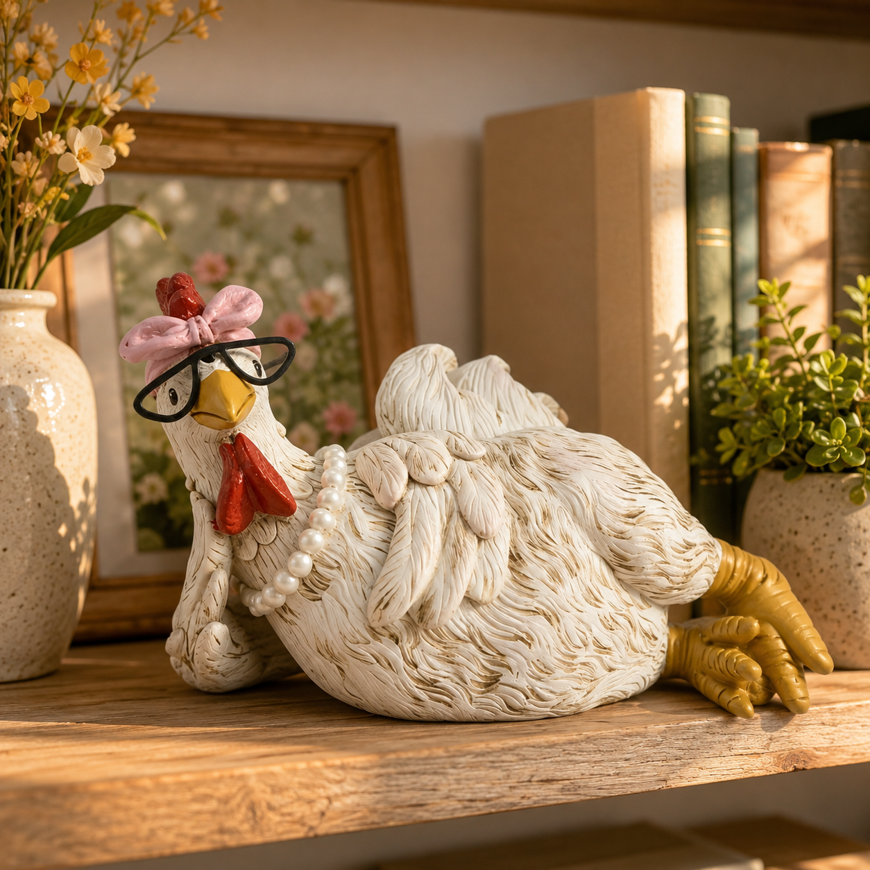Funny Farmhouse Chicken Figurine Decor