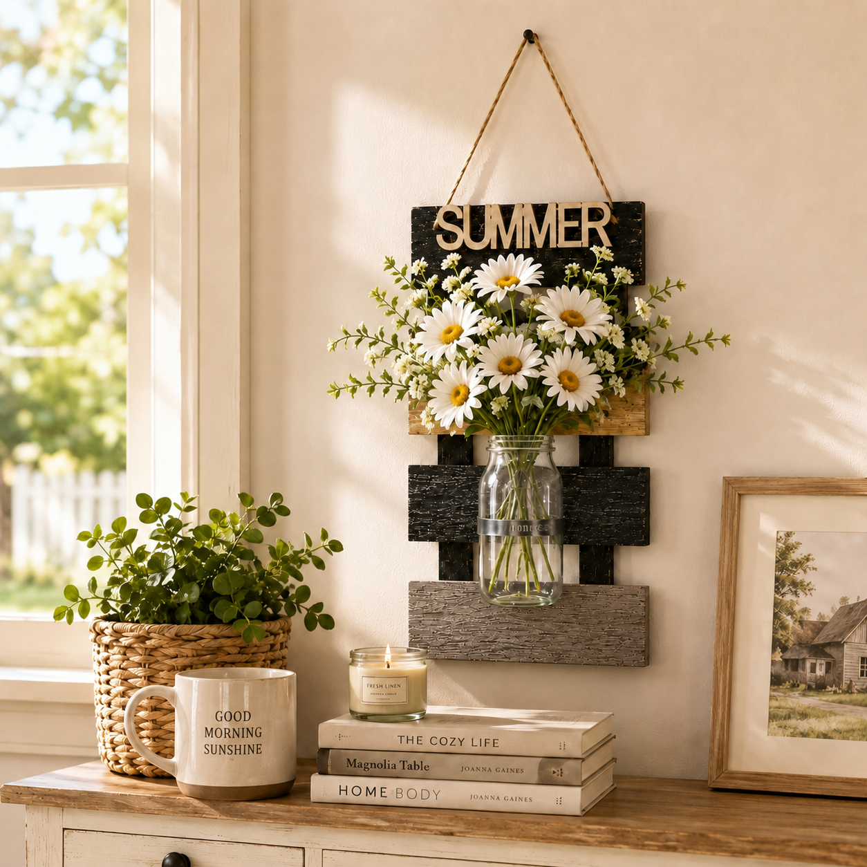 Rustic Farmhouse Wall Vase with LED Lights
