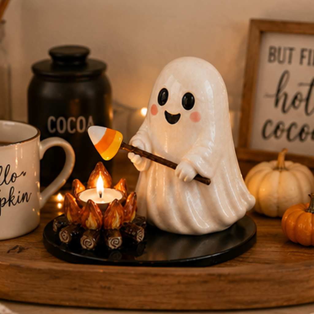 Cute Ghost Campfire Tealight Holder