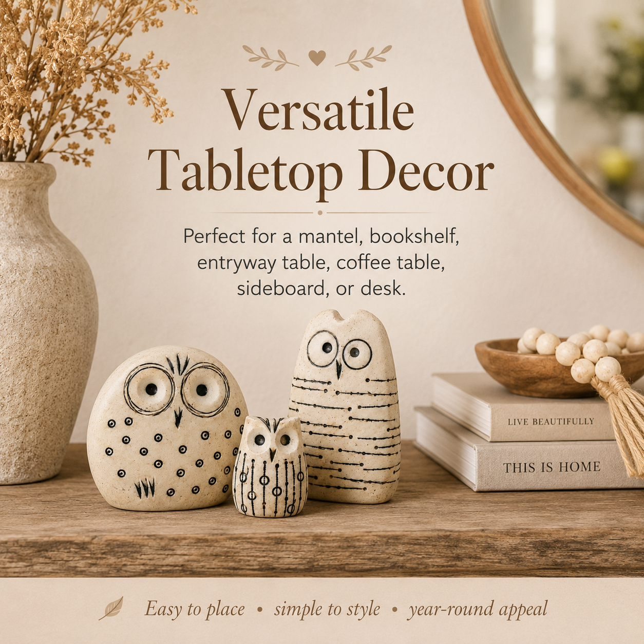 Rustic Owl Figurines Set of 3