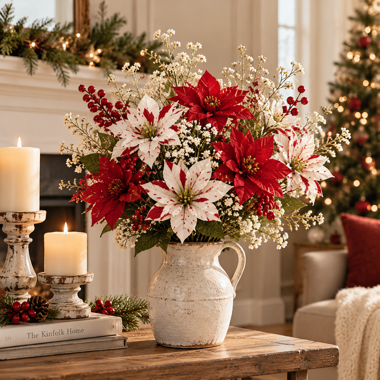 23pcs Christmas Artificial Poinsettia Flower Set