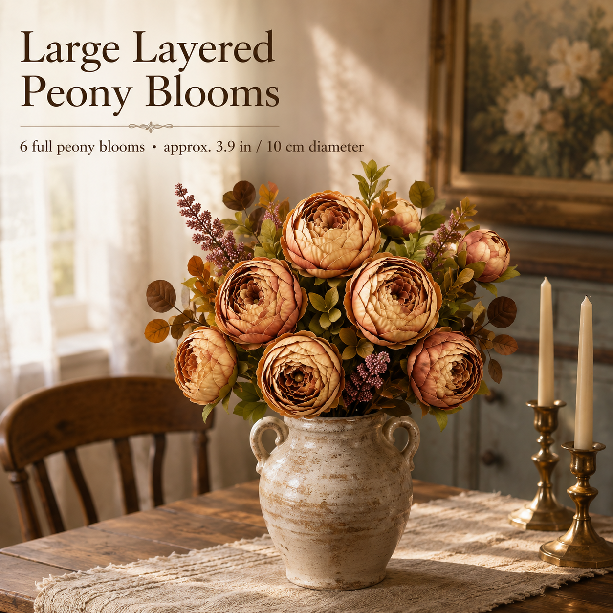 Vintage Artificial Peony Flower Stem