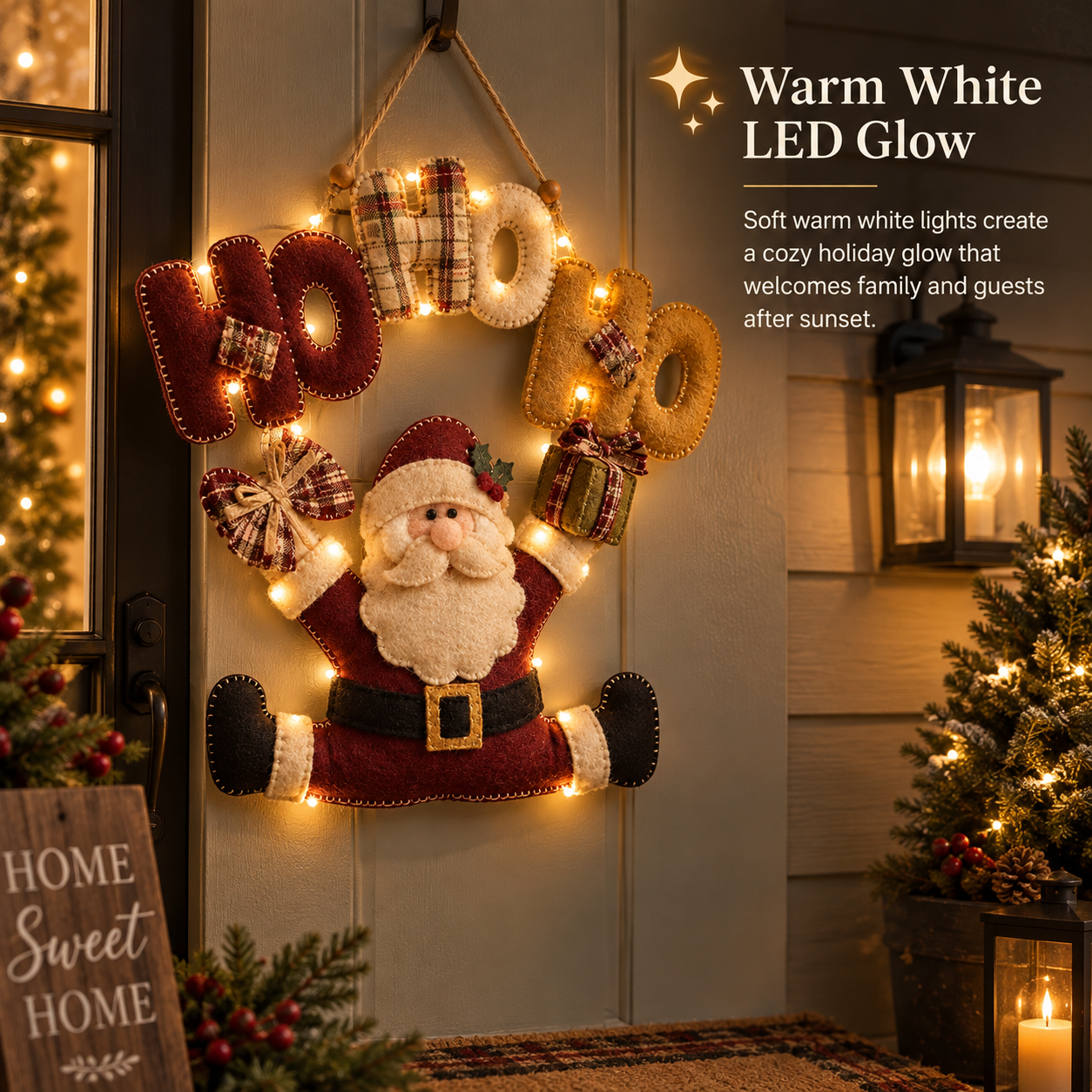 Lighted Santa Claus Christmas Door Hanger