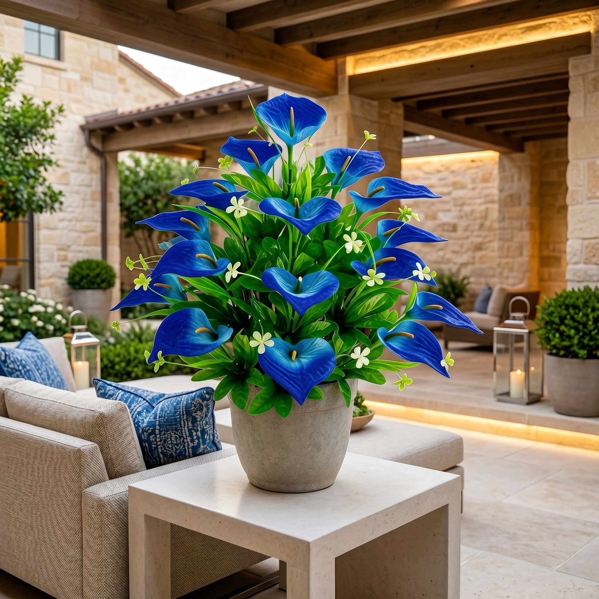 2-Bundle 36-Head Realistic Blue Calla Lily Bouquet