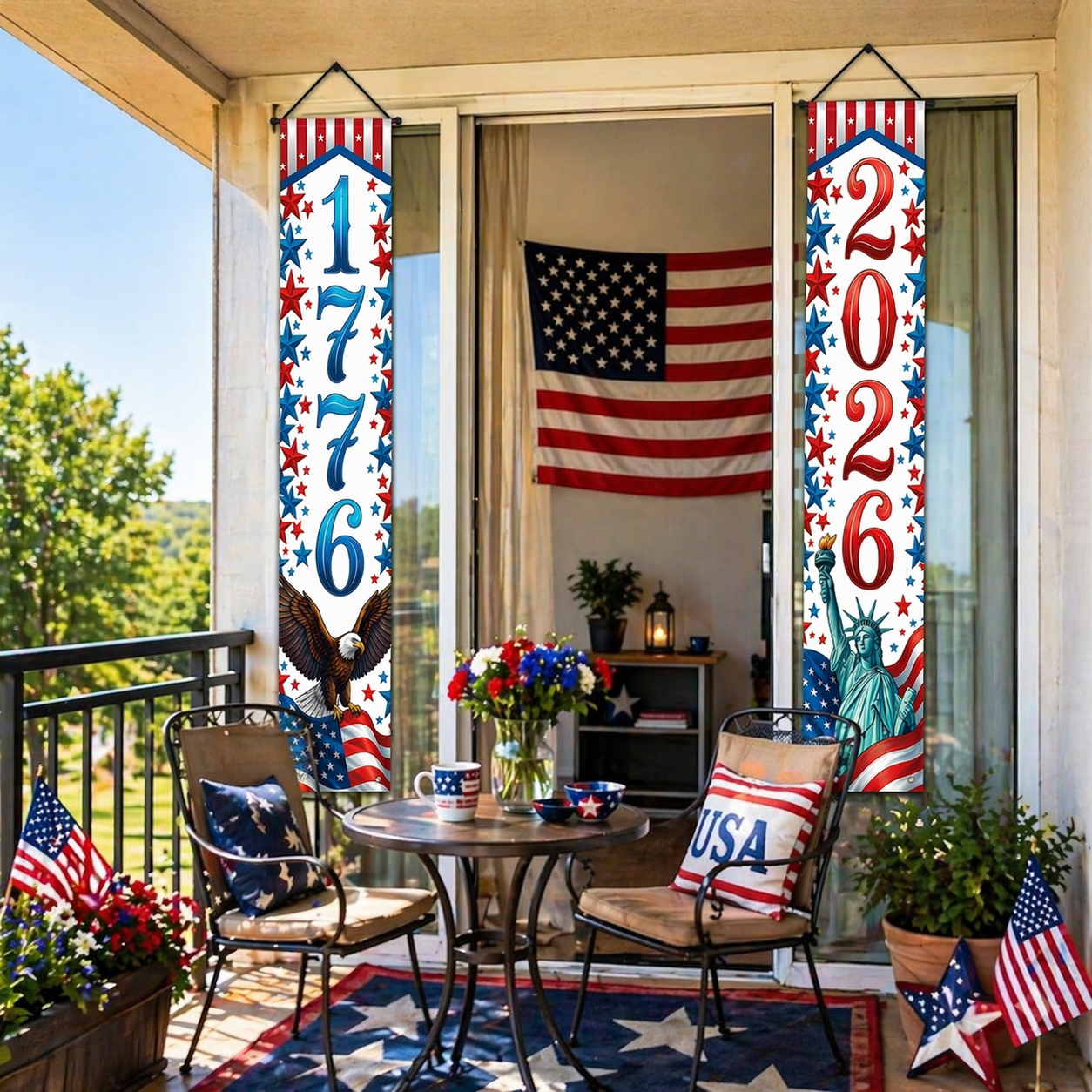 4-Piece Patriotic Porch Banner Set (1776–2026)