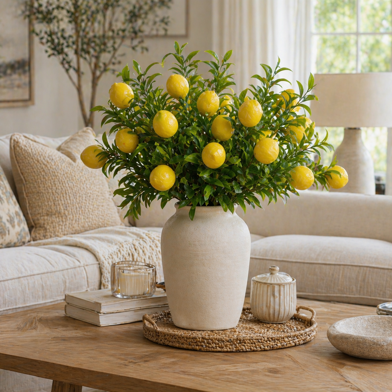 2-Pack 7-Head Artificial Lemon Fruit Stems