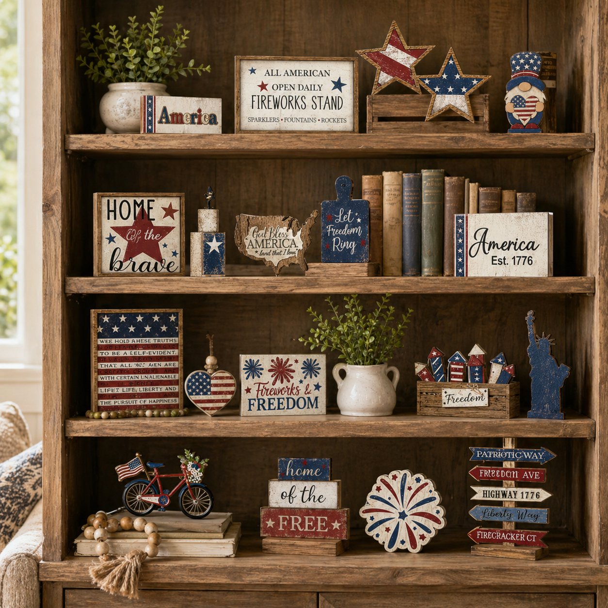 25-Piece Patriotic Tiered Tray Decor Set